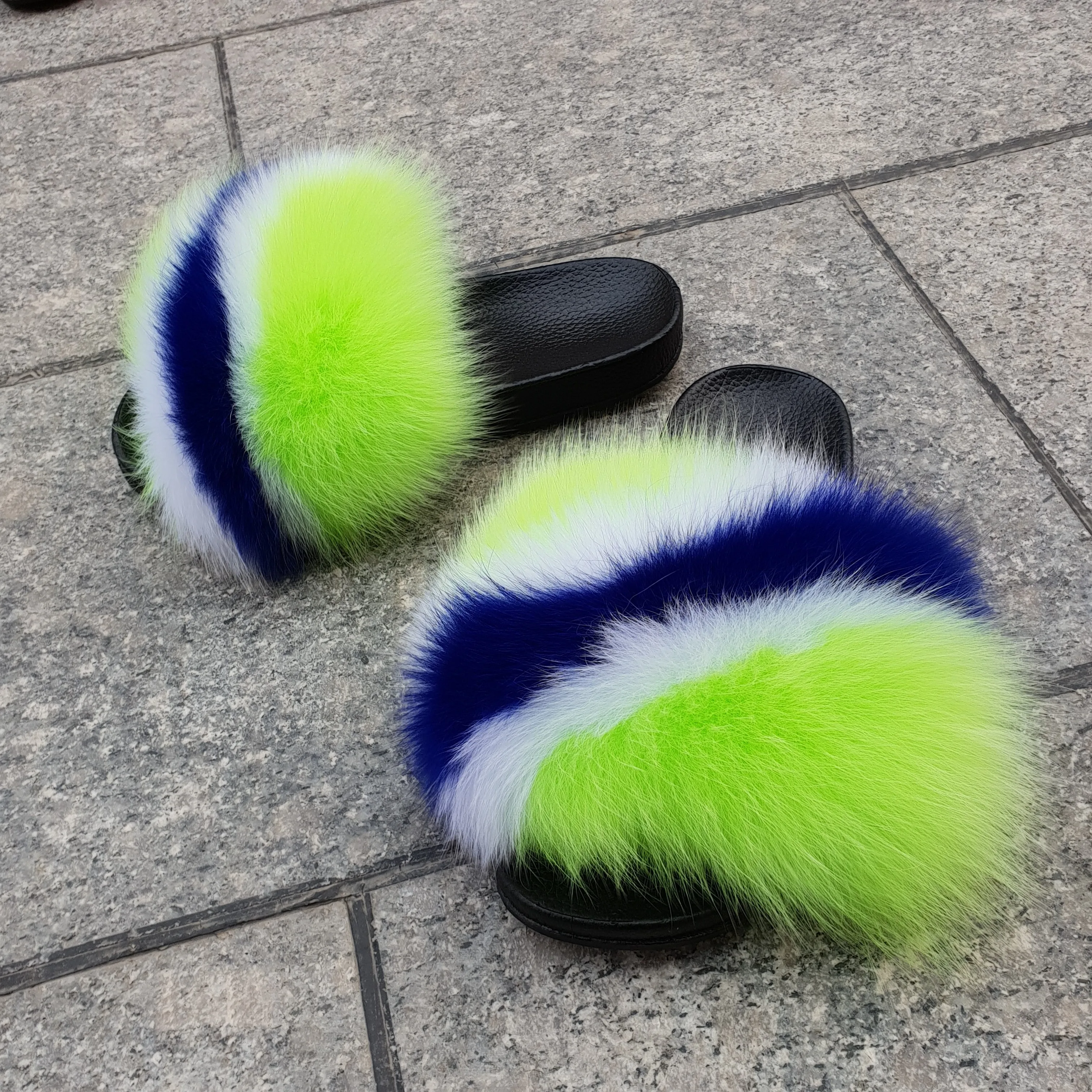 

Fur slippers indoor fox fur shoe slippers slippers women soft real fox fur slides