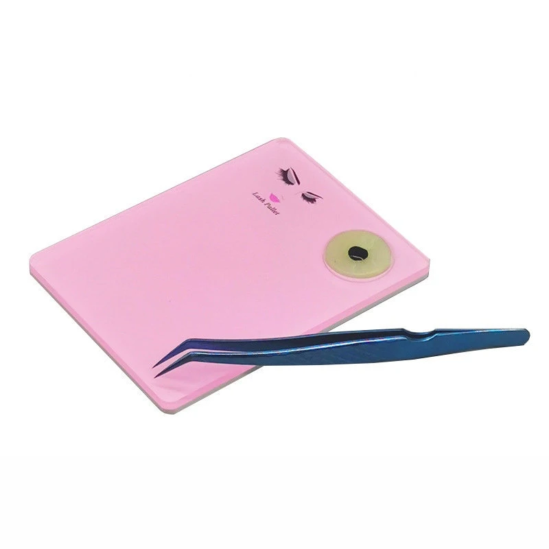 

Custom Acrylic Lash Pallet with Jade Stone Lash Display Tray Acrylic Crystal Eyelash Glue Holder For Eyelash Extension, Pink