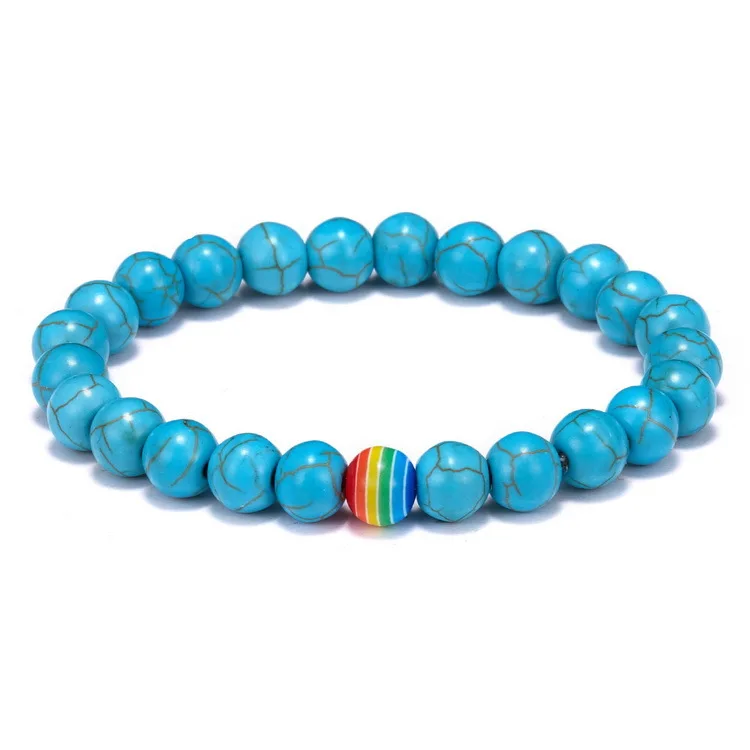 

2019 Selling tiger eye shi LAN songshi rainbow pride gay bracelet ball beads seven chakra bracelet wholesale, Same as pictures