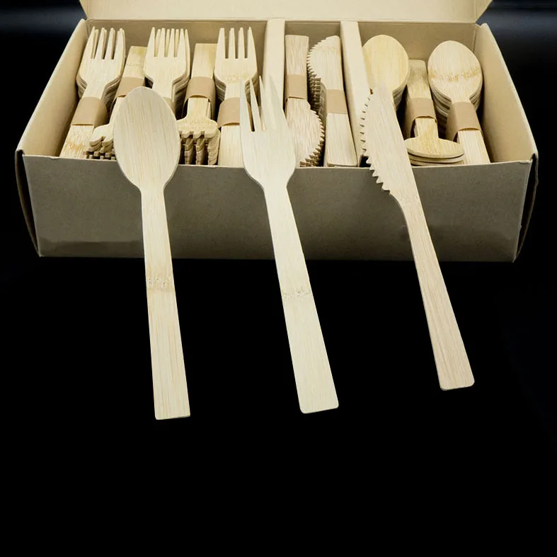 Amazon Hot Disposable Bamboo Cutlery Set Knife/spoon/fork For Party