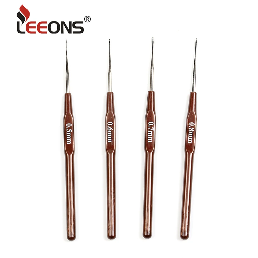 

High Quality 0.5 0.6 0.7 0.8mm Hook Needle For Hair, Wholesale Dreadlocks Aluminum Crochet Hook With Plastic Handle, Coffee