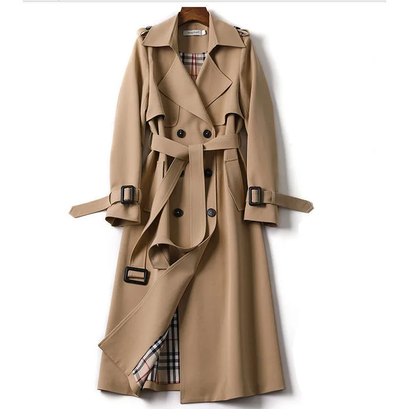 

New Style Autumn Women Elegant Casual Long Trench Overcoat Plus Size Long Sleeve Windbreaker for Women Standard Trench Coat