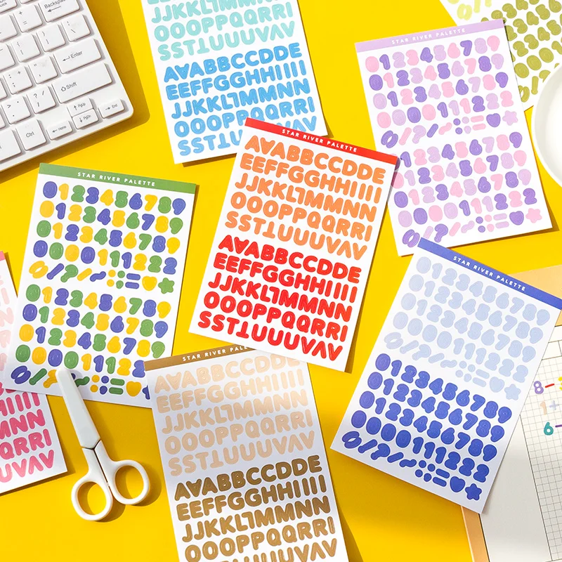 

5 Designs 6 Pcs/bag Galaxy Palette Series Creative Simple Hand Account DIY Decor Collage Material Stickers JIUMO