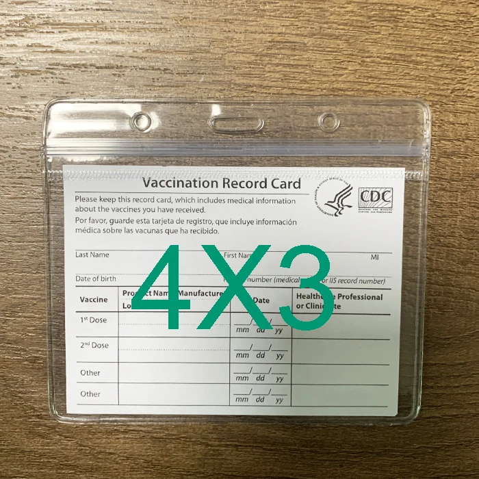 

wholesale 4x3 inch Waterproof resistant pvc record cards holder Horizontal Clear Plastic PVC ID Name Badge Holder with ziplock