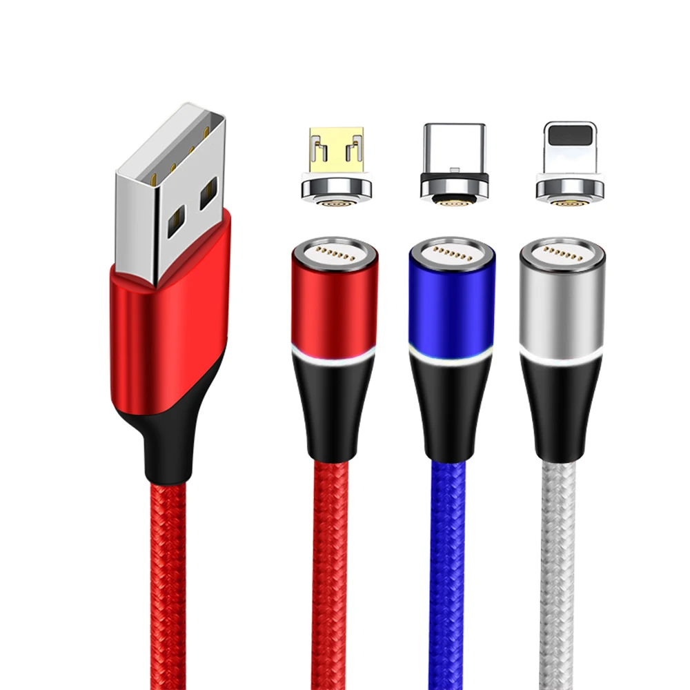 

Best Price Fast Led 3 in 1 Cellphone Magnetic Charging Cables data cable, 3 colors