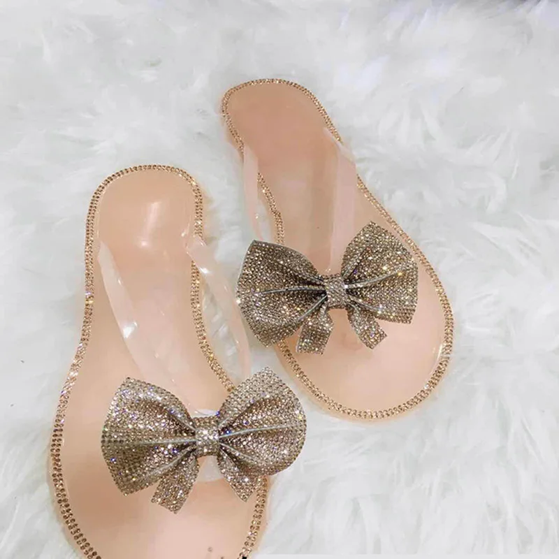 

Wholesale Fashionable Western Style Diamond Chinese Flat PVC Slippers For Women