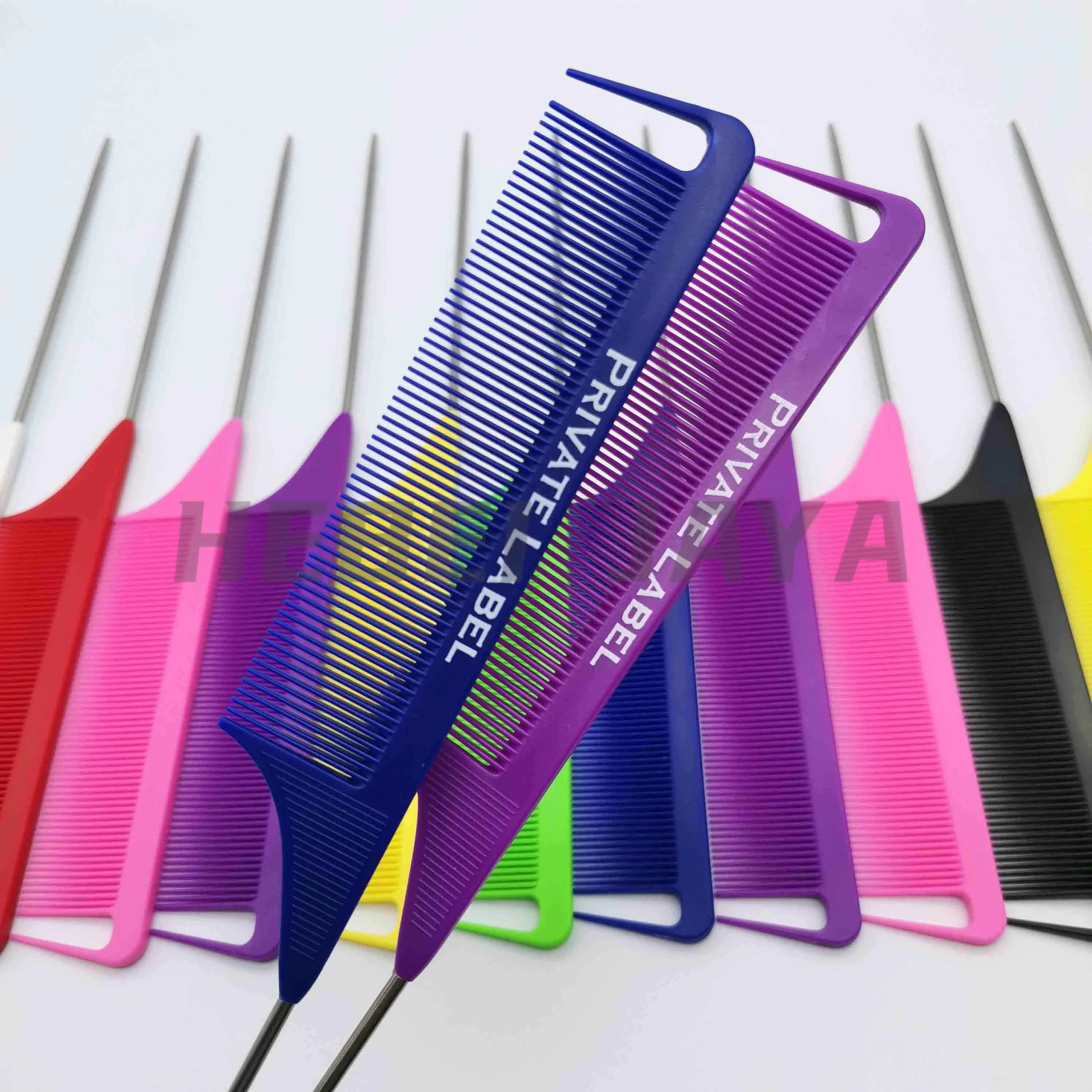 

Antistatic heat resistant carbon custom logo peine hair precision rat tail parting comb with private label, Customized color