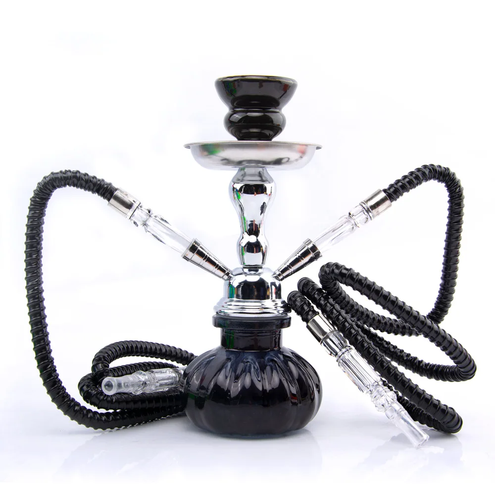 

Cheap Wholesale Portable 2 Hose Hookah Complete Set Mini Pumpkin Hookah Glass Vase