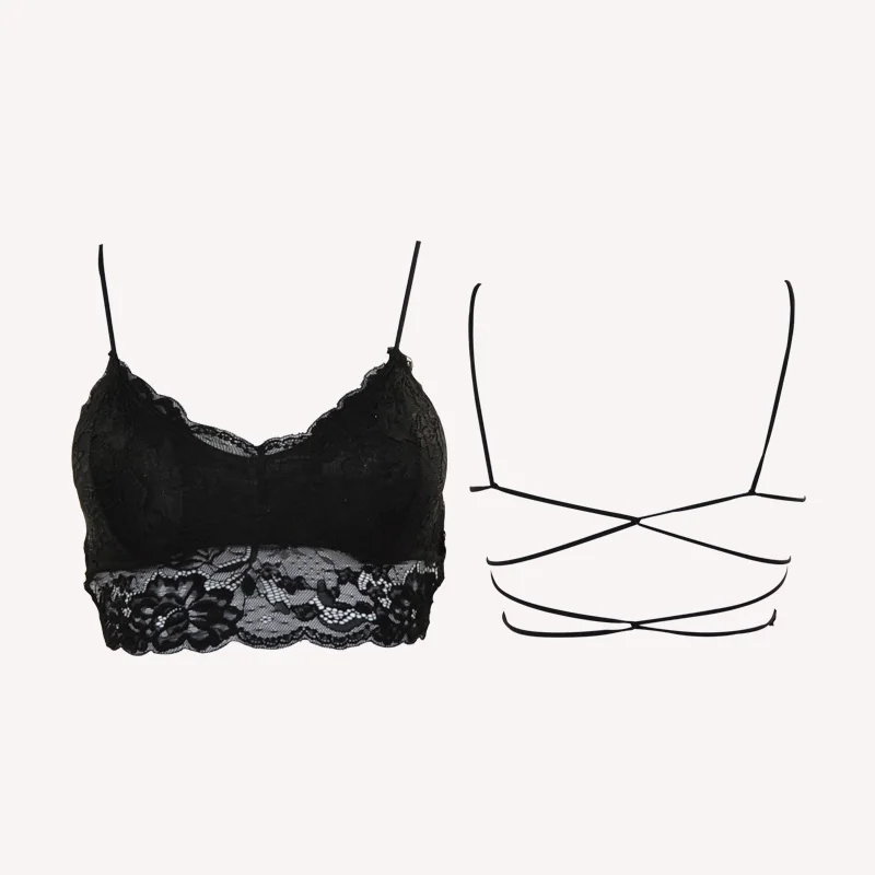 Women Fitness Underwear Flower Lace Bralette Seamless Sexy Lace Backless Bra