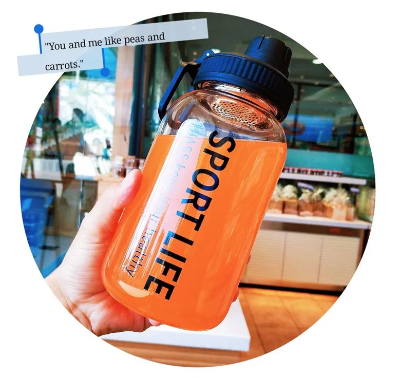 

WHY83 1000ml Sport Water Bottle Large Capacity Water Cup High Borosilicate Glass Leak-proof Portable Water Bottle, Transparent