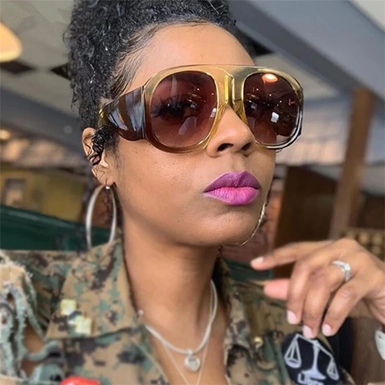 

Wholesale Retro Green Big Frame Sun Glasses Fashion Womens Luxury Oversized Sunglasses Women Shades 2021, As pictures or customized color