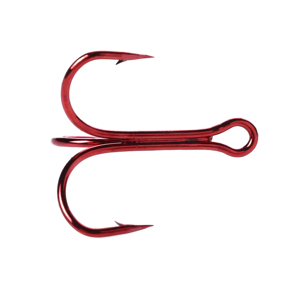 

High Carbon Steel Three Anchor Hooks Treble Fishing Hook Big Size Red Color 20pcs/box, As picture