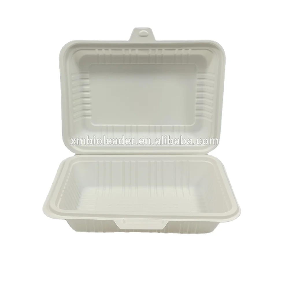 

Biodegradable Disposable Plastic Lunch Box Cornstarch Bento Clamshell Box