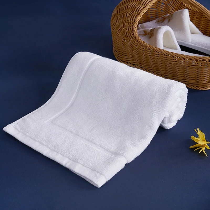 

5 Star Hotel Bath Floor Mat Towel With Jacquard Logo Cotton Bath Mat, Customized