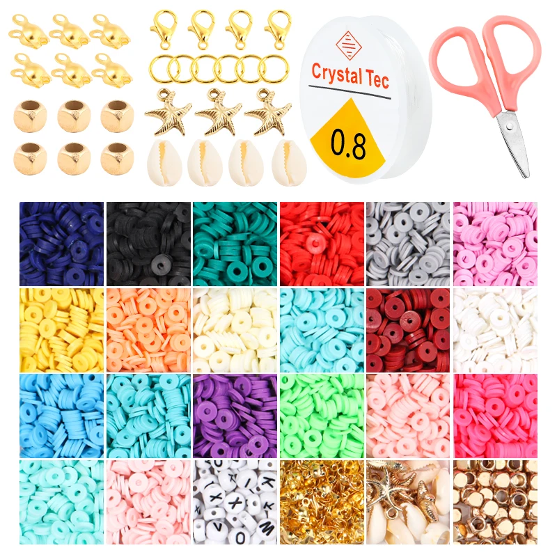 

Amazon Hot Sale Customized Heshi Beads Flat Round Polymer Clay Spacer Beads Set For DIY Jewelry Making Bracelet Finding, Multicolor