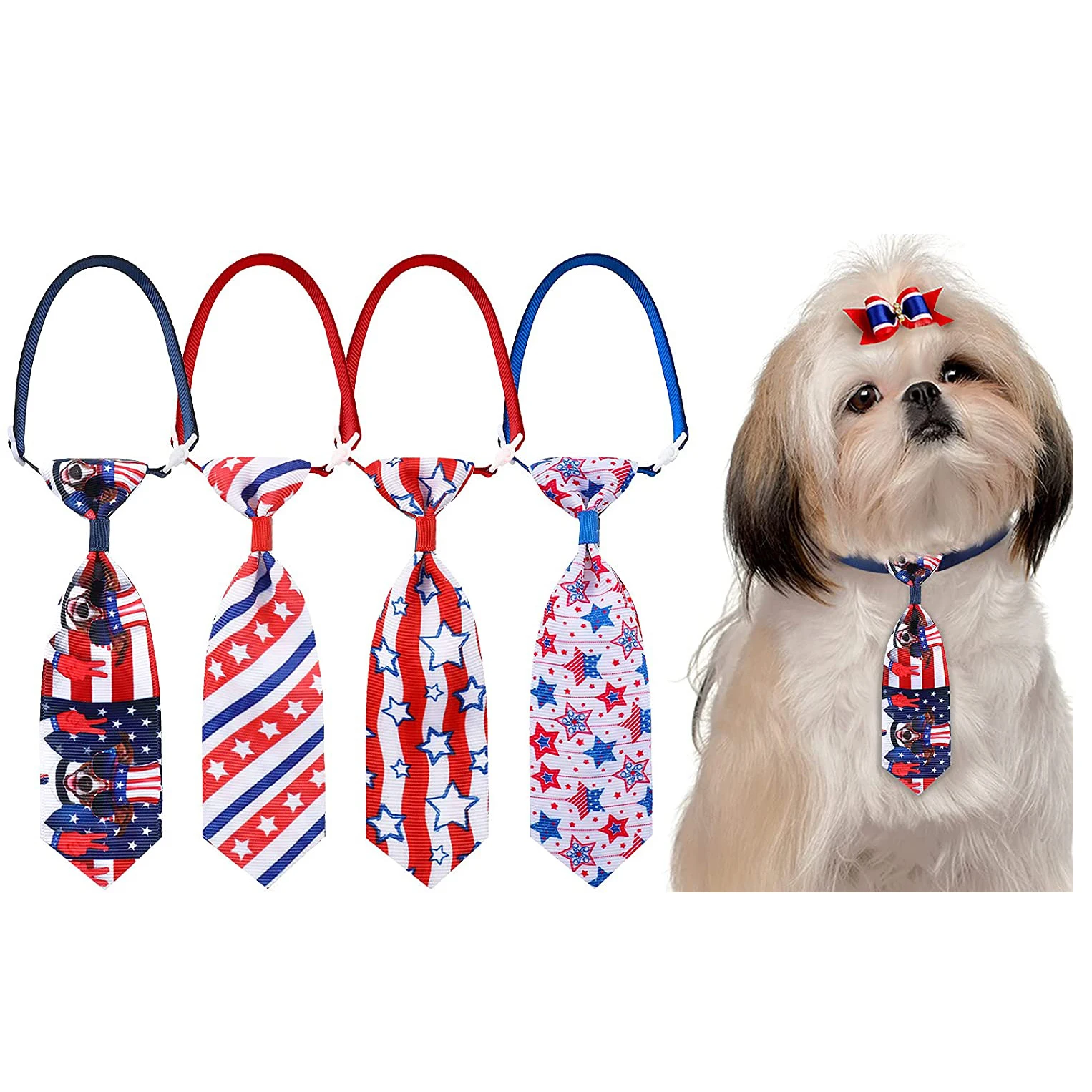 

4Th Of July Pet Neckties Patriotic Pet Dog Ties Grooming Accessories Independence Day Costumes