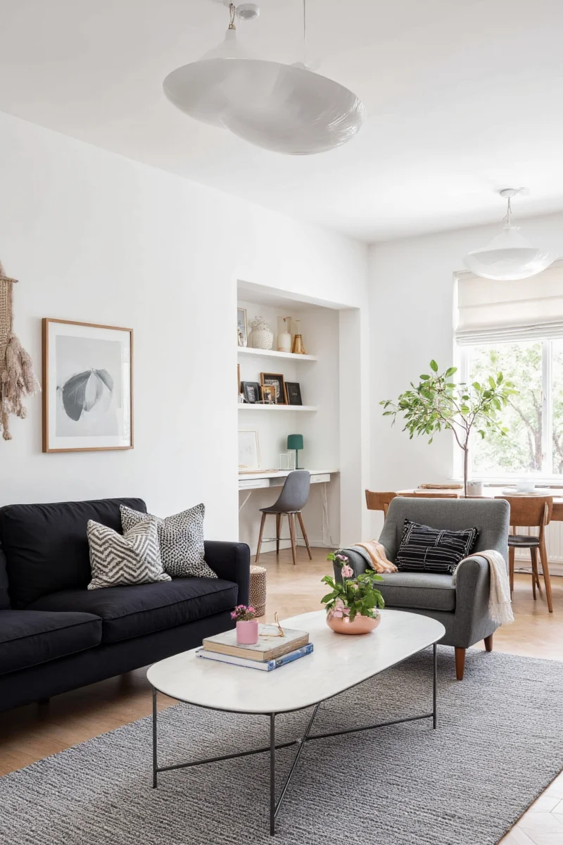 Modular sofa setup in a modern small sitting room