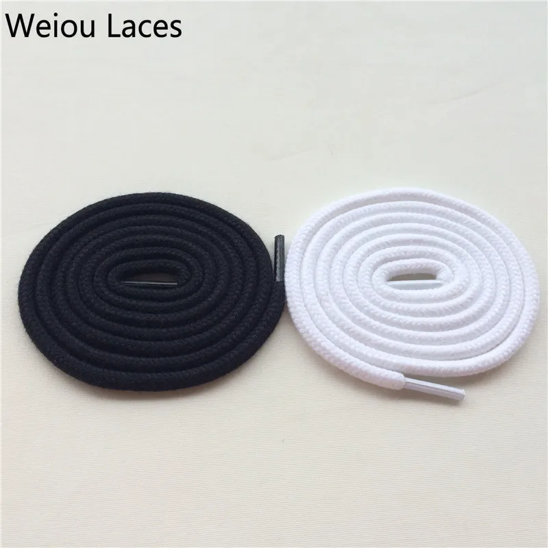 

Weiou Fashion Black & White Round Cotton Shoelaces 0.6cm Coloured Trainer Dress Shoe Laces For Sneakers Hiking Casual Boots, White and black,support any panton color customized