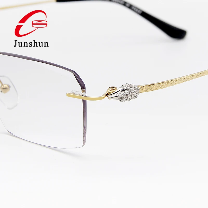 

Rimless luxury diamonds eagle heard titanium 18K optical eyewear luxury eyeglasses frames