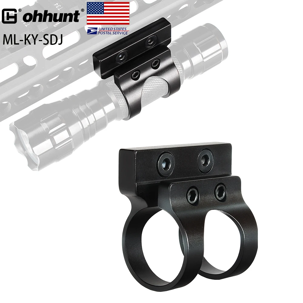 

Ship fomr USA ohhunt 1 inch 25.4mm Diameter Rings Barrel Offset Tactical Flashlight Mount for Keymod Rail Systems, Black