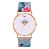 3829 Flamingo YOUR TIME HERE Women's Simple Floral Leather Strap Quartz Watches
