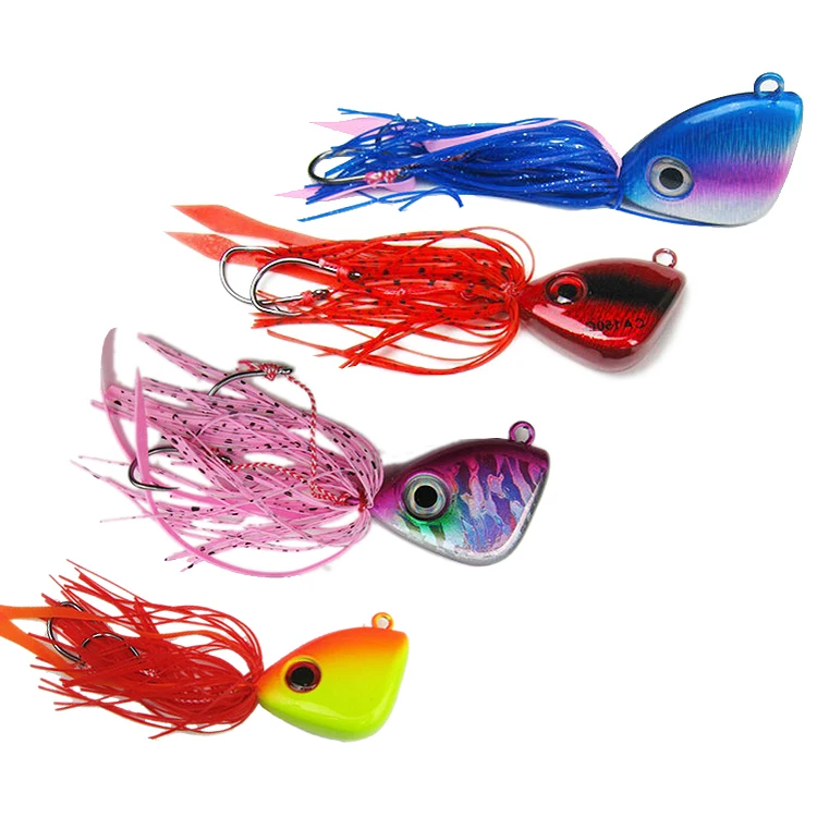 

WEIHE high quality silicone silk skirt metal jig sea heads baits fishing hard lure, See details