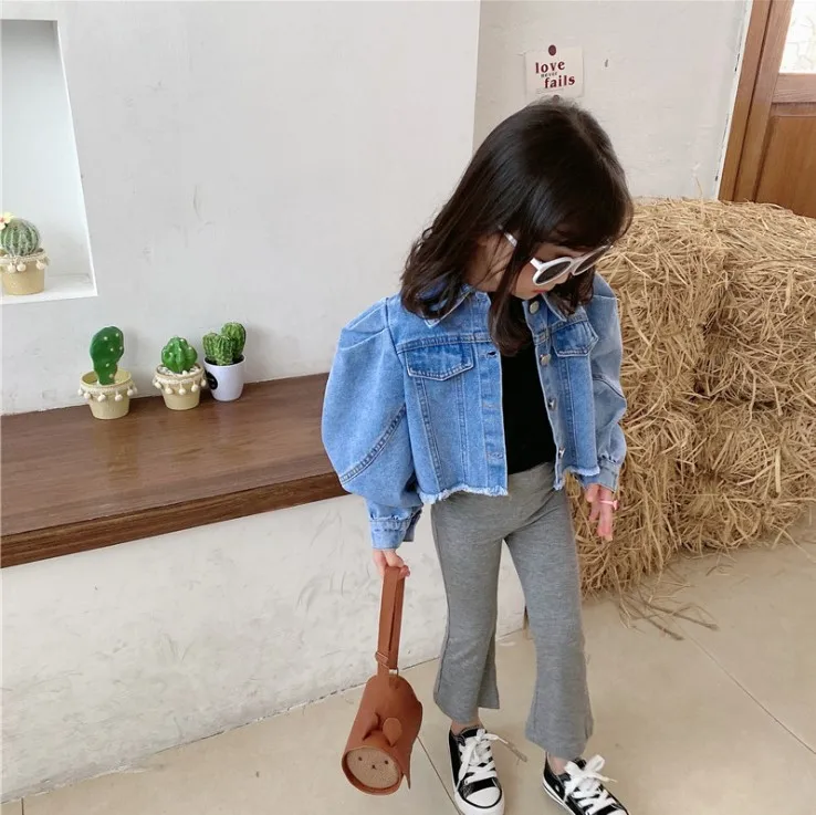 

Fashion design buttoned kids baby short denim coat sweet girls jacket, As picture