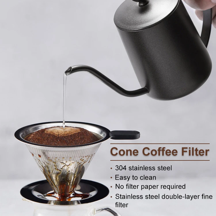 

Stainless steel coffee dripper titanium cone pour over coffee filter v60