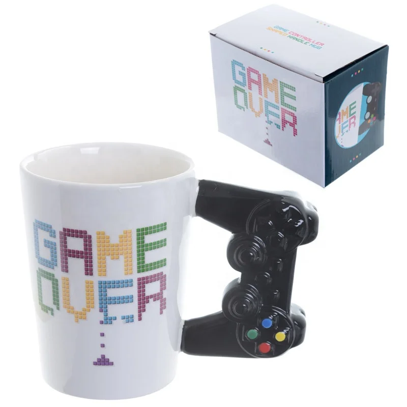 

Creative Gamepad Ceramic Mug GAME OVER Handle Mug, White