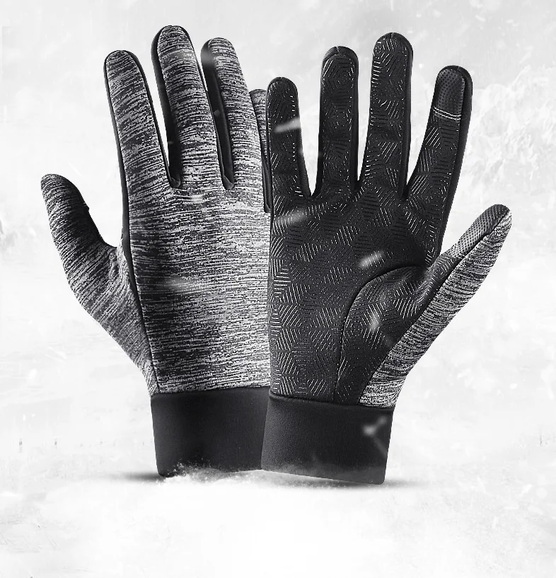 

Outdoor autumn and winter men and women waterproof warm windproof sports touch screen bicycle skiing gloves, Black /gray