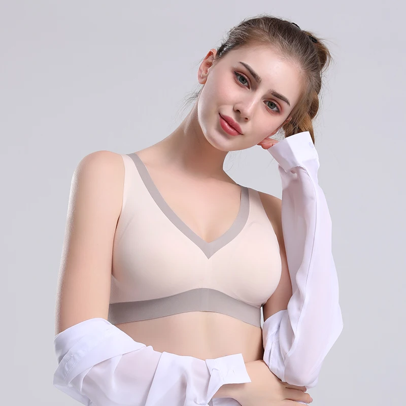 

Woman soutien-gorge sans armatures backless bra wirefree one piece inalambrico Nahtlose bra sostenes sin costura seamless bra, Black,skin,pink,green,gray