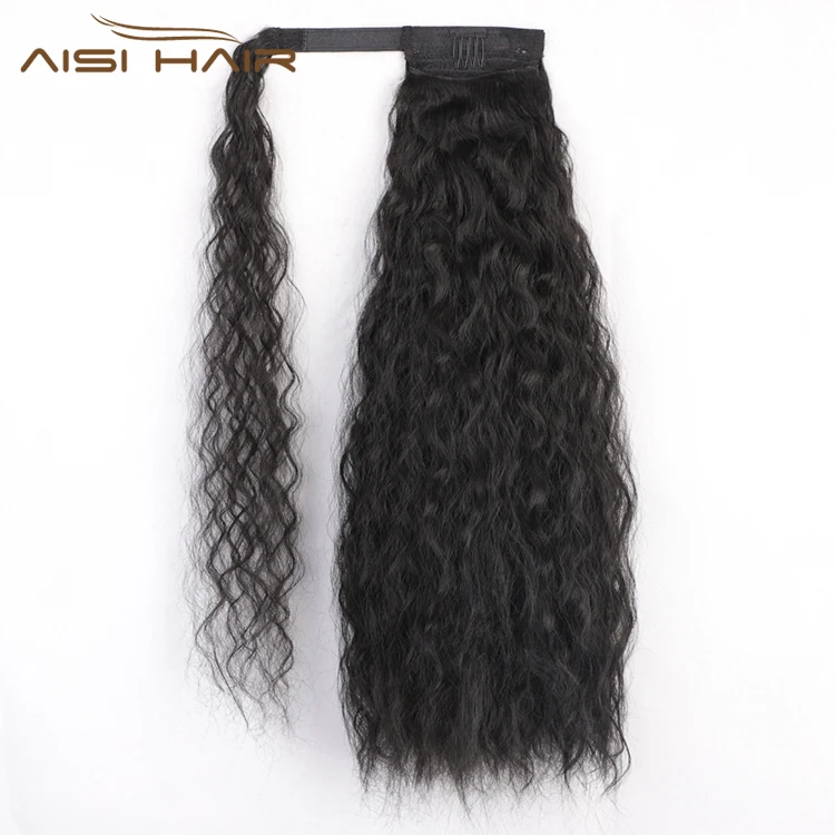 

Aisi Hair Long Water Wave Natural Black Ponytail Wrap Round Hairpiece Heat Resistant Synthetic Hair Extension For Black Women