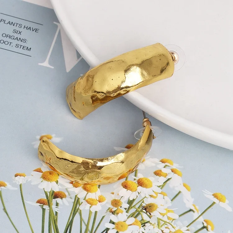 

New fashion trend women hoop earrings jewelry gold statement c shape earrings