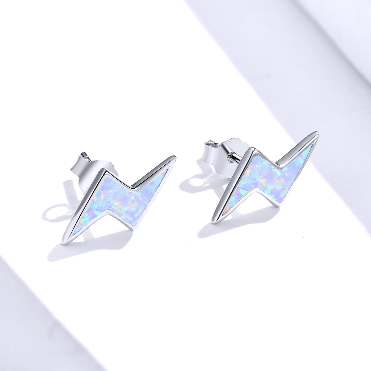 

Customized Opal Jewelry Lightning Stud Earrings Women Silver 925