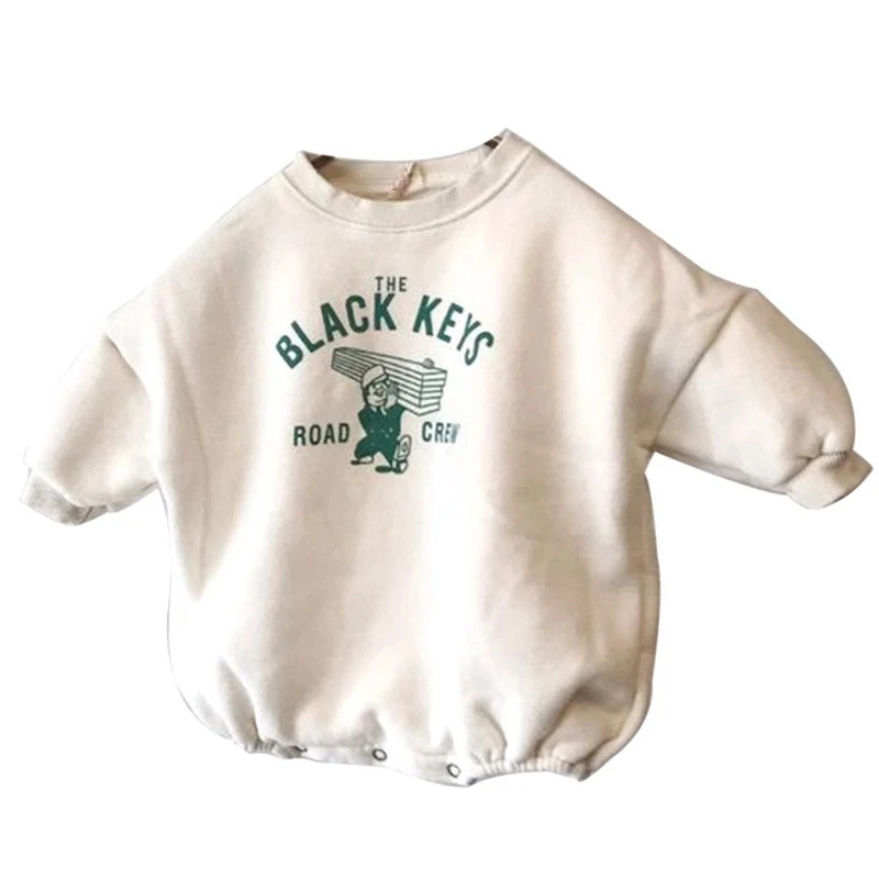 

Warm winter infant jumpsuit print fleece romper baby clothes