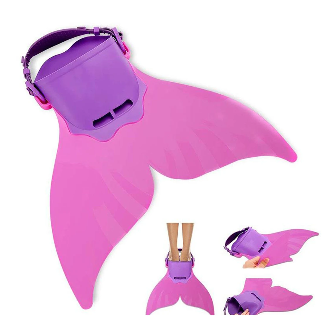 

AAA61 Adjustable Mermaid Kids Gift Diving Training Swimming Fin Foot Flipper Fish Tail Training Swim Fin, 4 colors