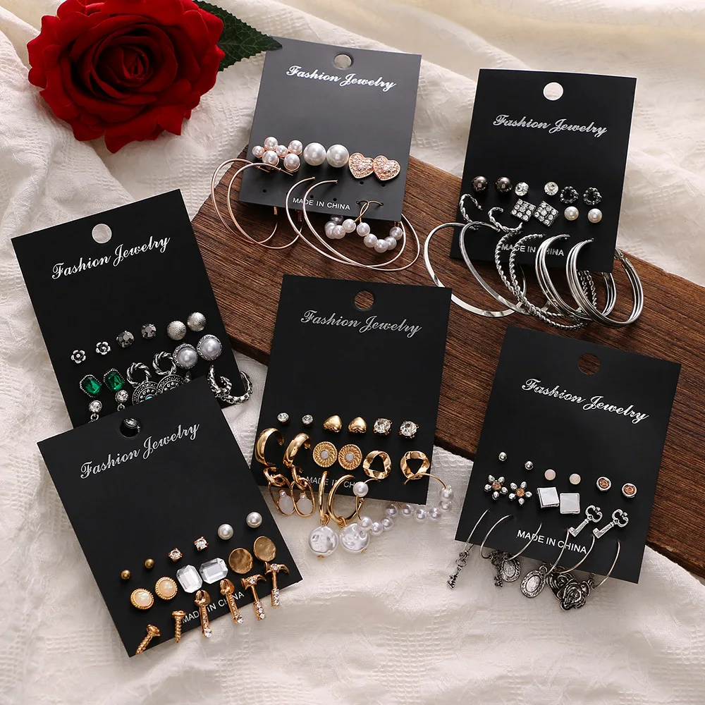 

DAIHE 2023 New Wholesale Fashion Jewelry Earrings 12 Pcs Set Of Fine Jewelry Earrings Women