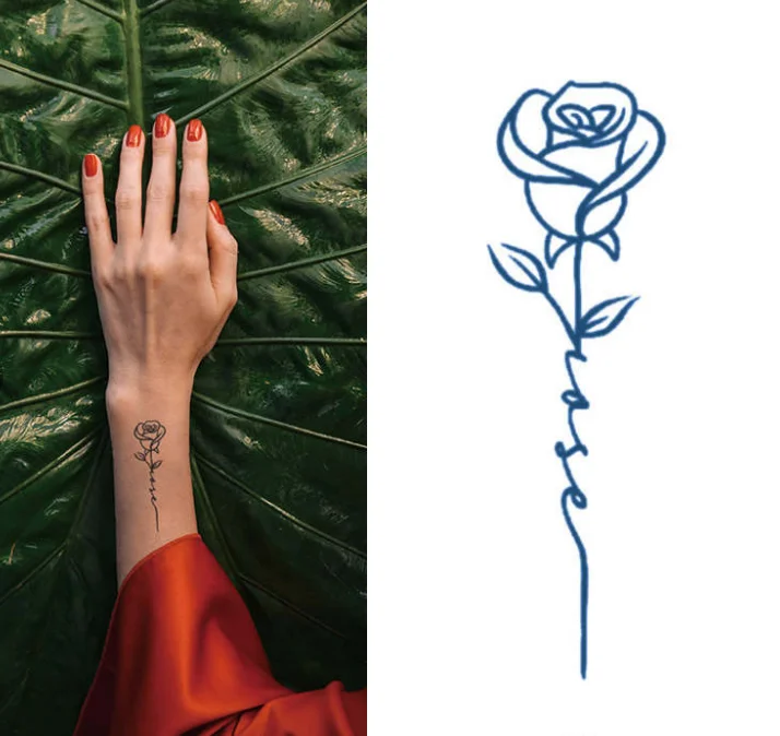 

Inster semi permanent Inkbox tattoo customize henna juice black blue simple tatu sticker temporary tattoos flower design print