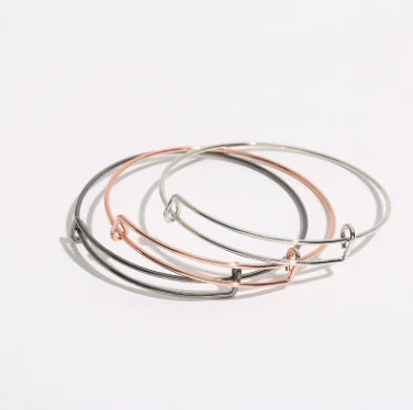 

DIY Adjustable Blank Wire Expandable charm bracelet bangle with custom logo, Clear