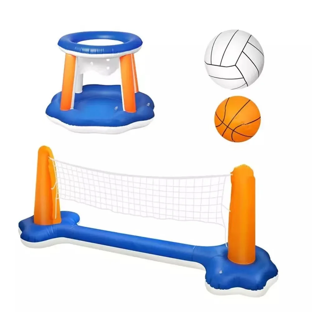 

Water Sport Toys Set Volleyball Net And Basketball Hoops Inflatable Pool Game For Kids And Adults, Colorful