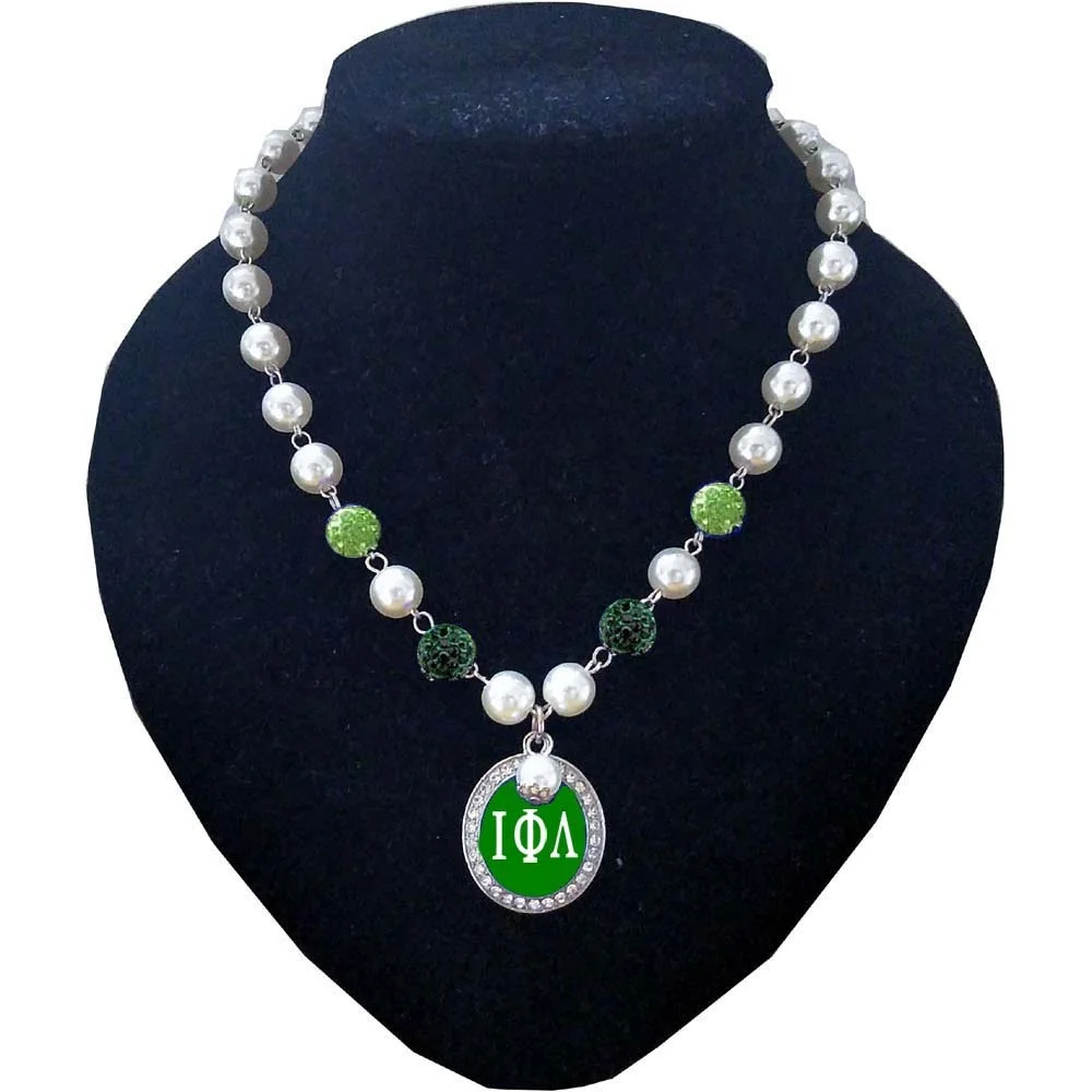 

sorority and fraternity society Greek costume Lota Phi Lambda Pearl beads charm letter name Necklace Jewelry