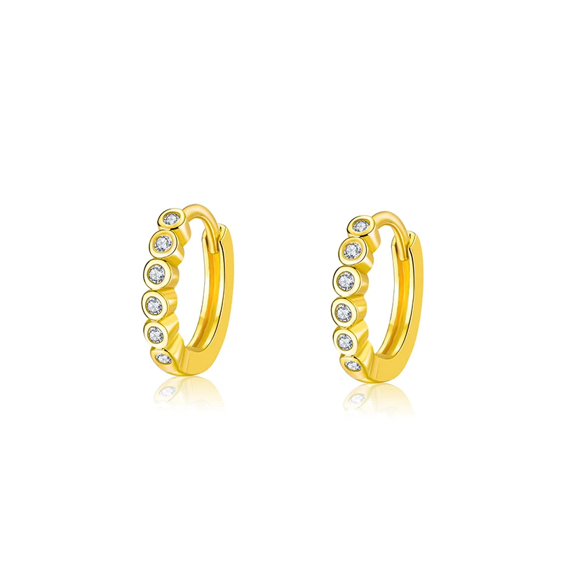 

South Korea's simple jewelry small circle mini earrings plated 18K zircon huggie earrings wholesale for girls, Gold color