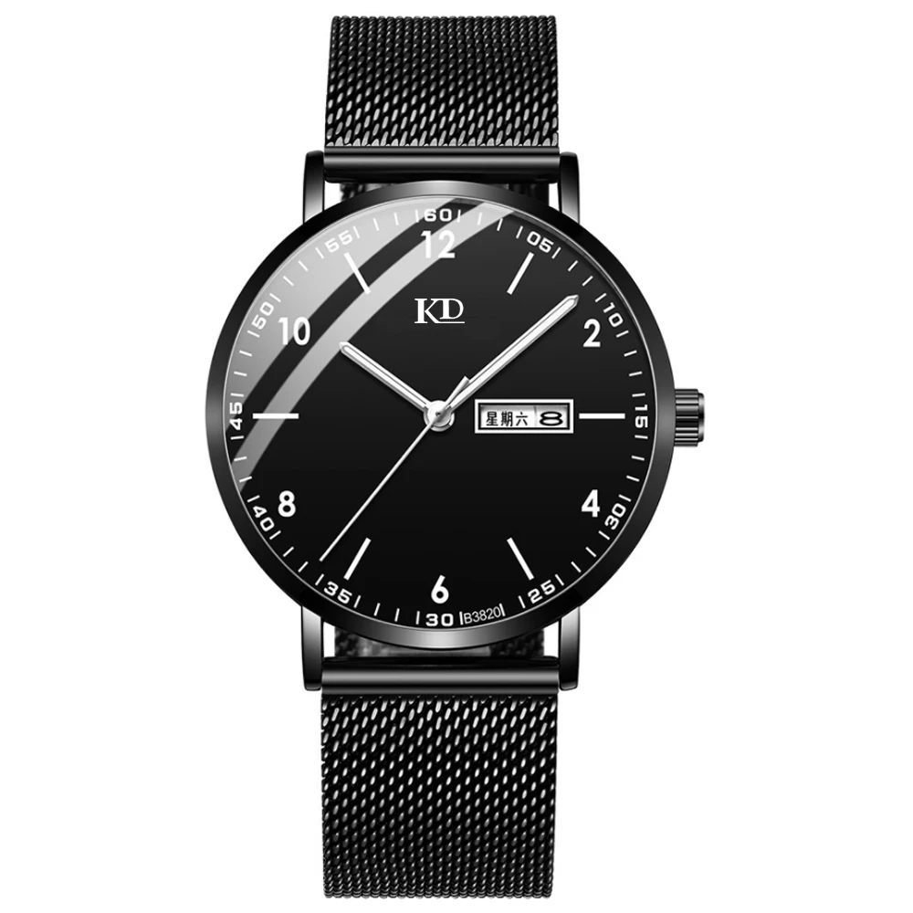 

high quality casual Round shape quartz watch men waterproof custom logo stainless steel mesh band wristwatch Reloj de hombre