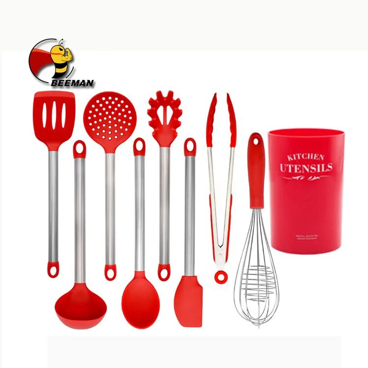 

Beeman Red 9 Piece Stainless Steel Kitchen Utensil Set With Holder