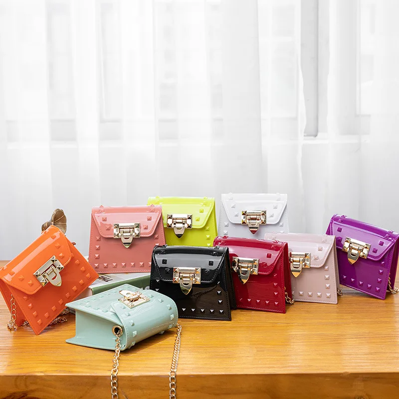 

2021 INS Mini Shoulder Bag Candy Color Chain Strap Crossbody Bag Women's Fashion Trend Jelly Bag, As photo show