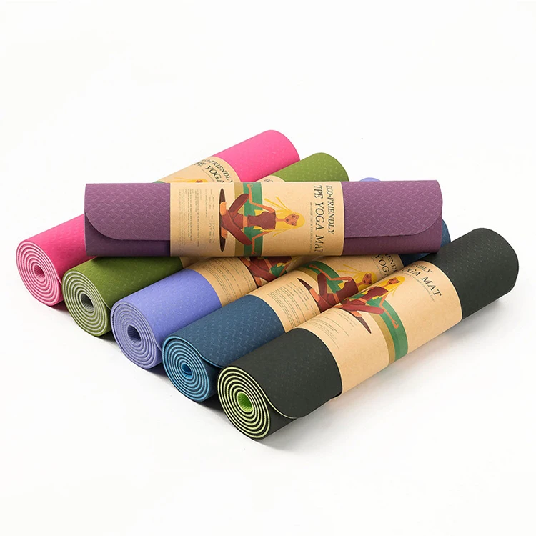 

Custom Eco-friendly Double Colors Sport Fitness Pilates 6mm TPE Yoga Mat, Rose red, dark purple, dark blue, dark green, light green, custom