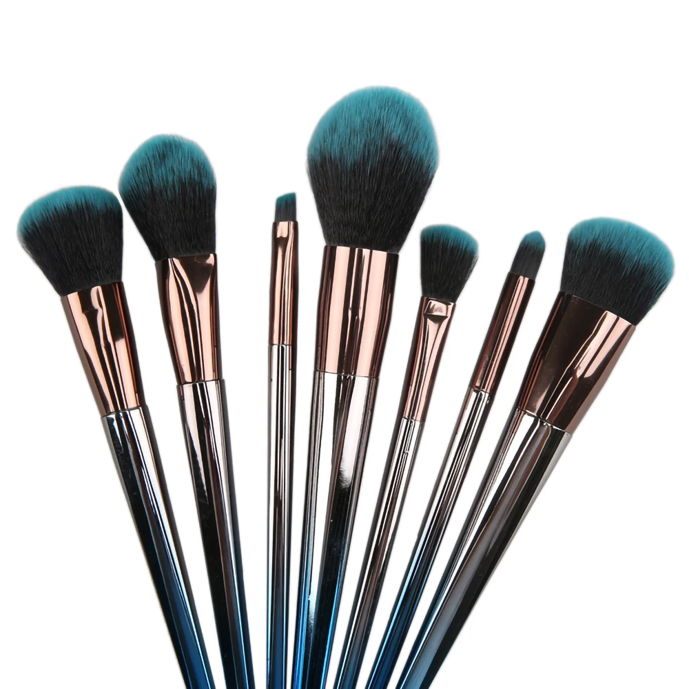 

HZM Factory Wholesale Gradient blue beauty make up brush kit fan blush makeup brush