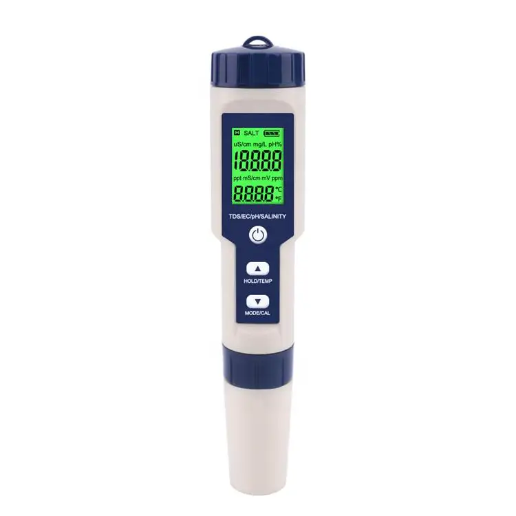 
Newest 5 in 1 TDS/EC/PH/Salinity/TEMP Water Quality Tester meter With Electrode Replaceable salt meter  (62487578672)