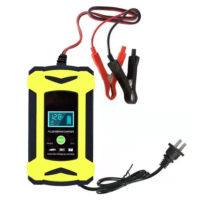 

Automatic Car Battery Charger 12v 6a Pulse Repair 12v Lead Acid Battery Charger 12 Volt Auto Charger Led Display, Yellow