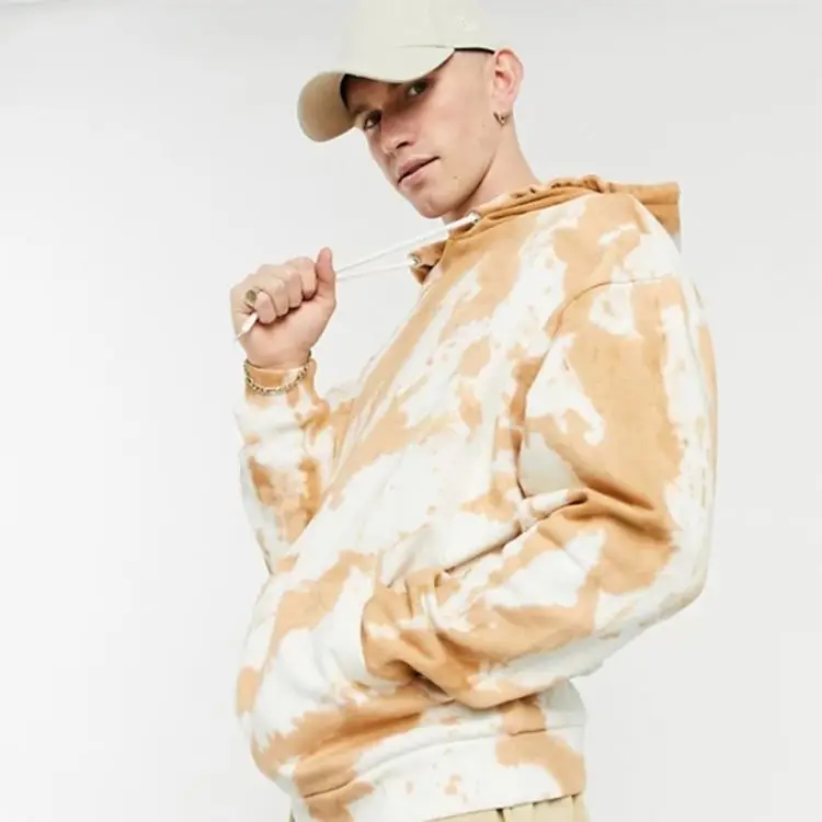 

Wholesale Rusty Orange Oversized Streetwear Tie Dye Hoodie Men Custom Logo